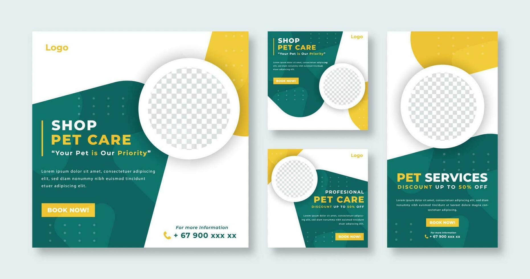 Pet Care or Pet Shop Social Media Post for Online Marketing Promotion Banner, Story and Web Internet Ads Flyer vector