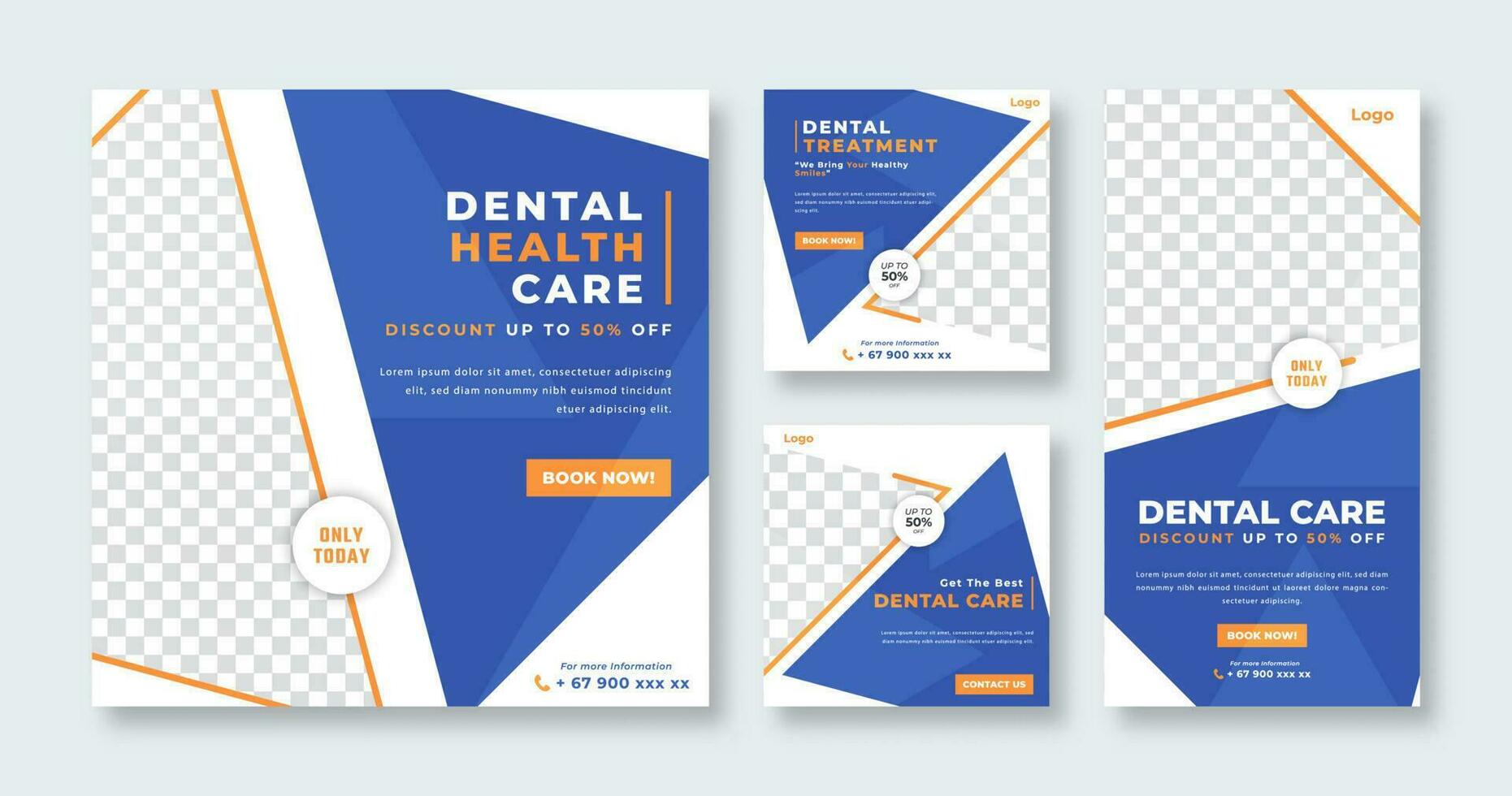 Dentist and Health Care Medical Social Media Post for Online Marketing Promotion Banner, Story and Web Internet Ads Flyer vector