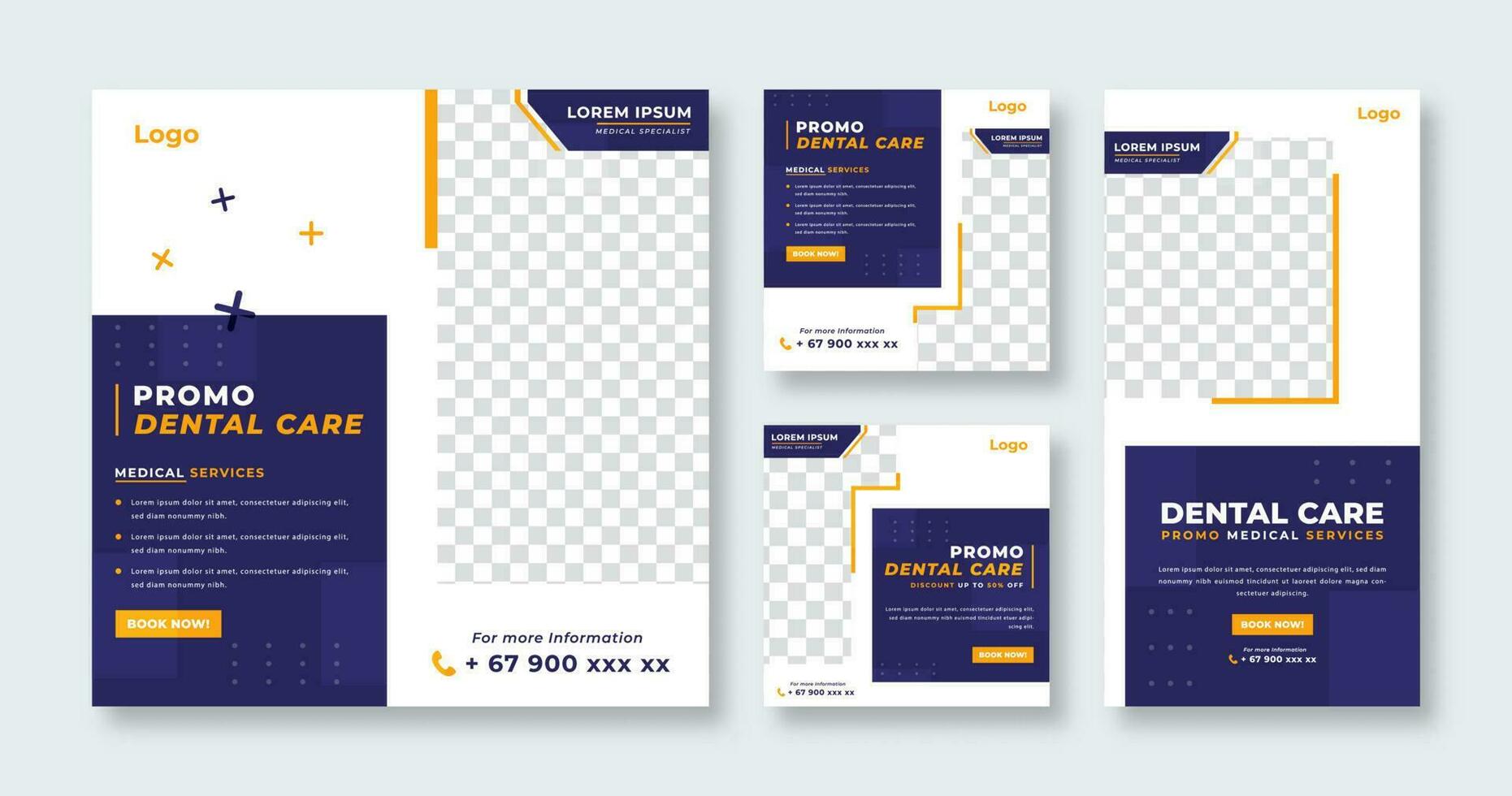 Dentist and Health Care Medical Social Media Post for Online Marketing Promotion Banner, Story and Web Internet Ads Flyer vector