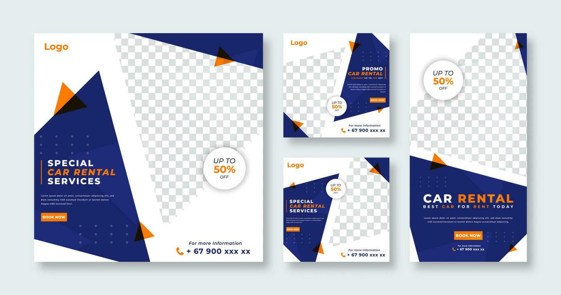 Car Rental and Services Social Media Post for Online Marketing Promotion Banner, Story and Web Internet Ads Flyer vector