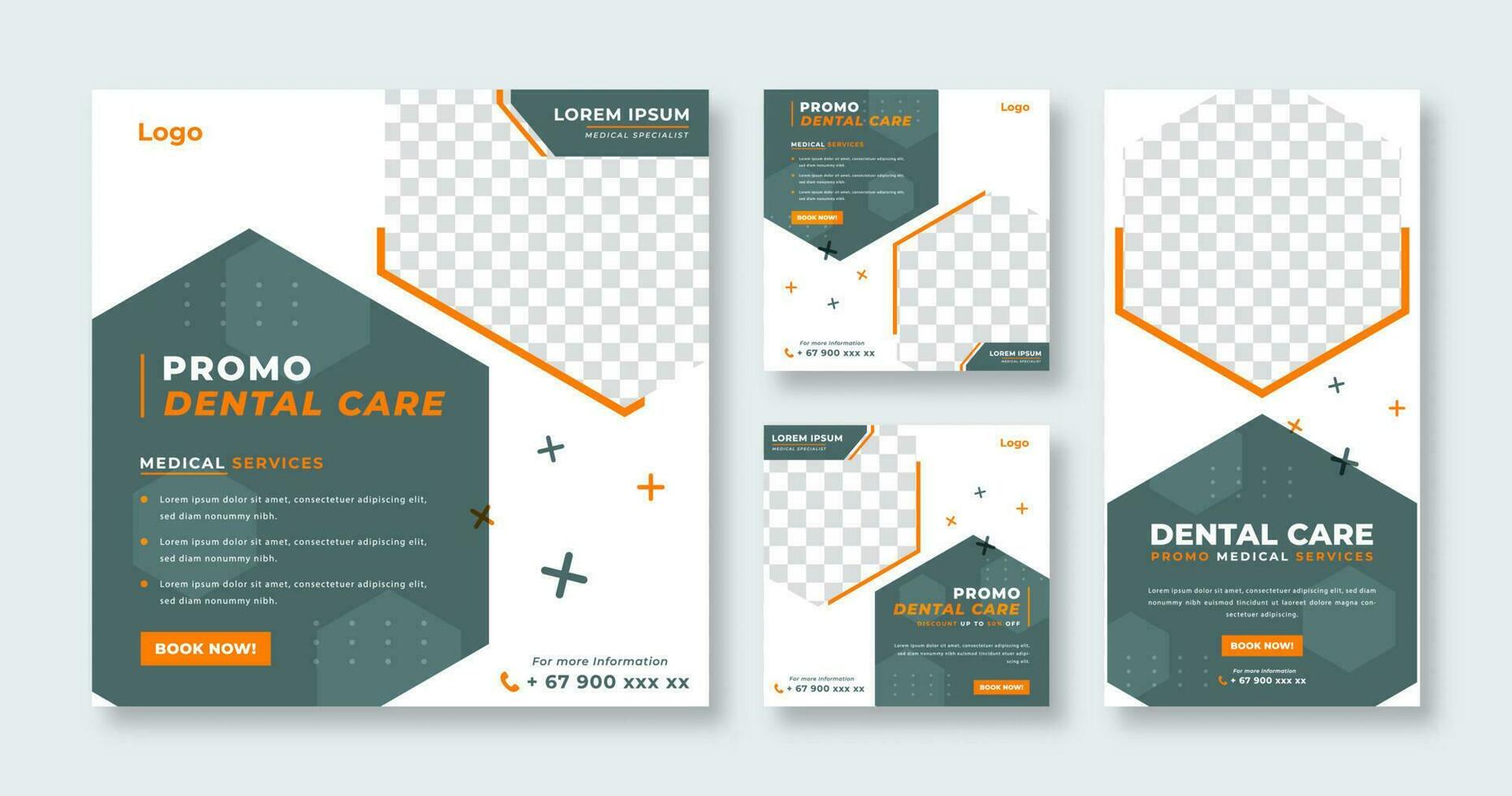 Dentist and Health Care Medical Social Media Post for Online Marketing Promotion Banner, Story and Web Internet Ads Flyer vector