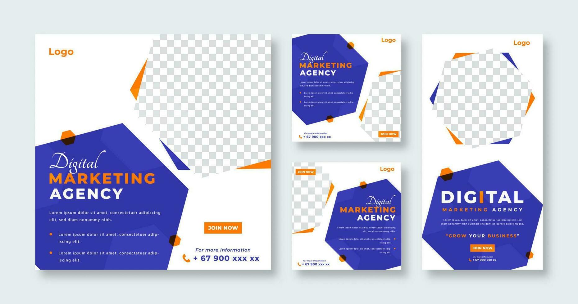 Digital Marketing Agency Social Media Post for Online Marketing Promotion Banner, Story and Web Internet Ads Flyer vector