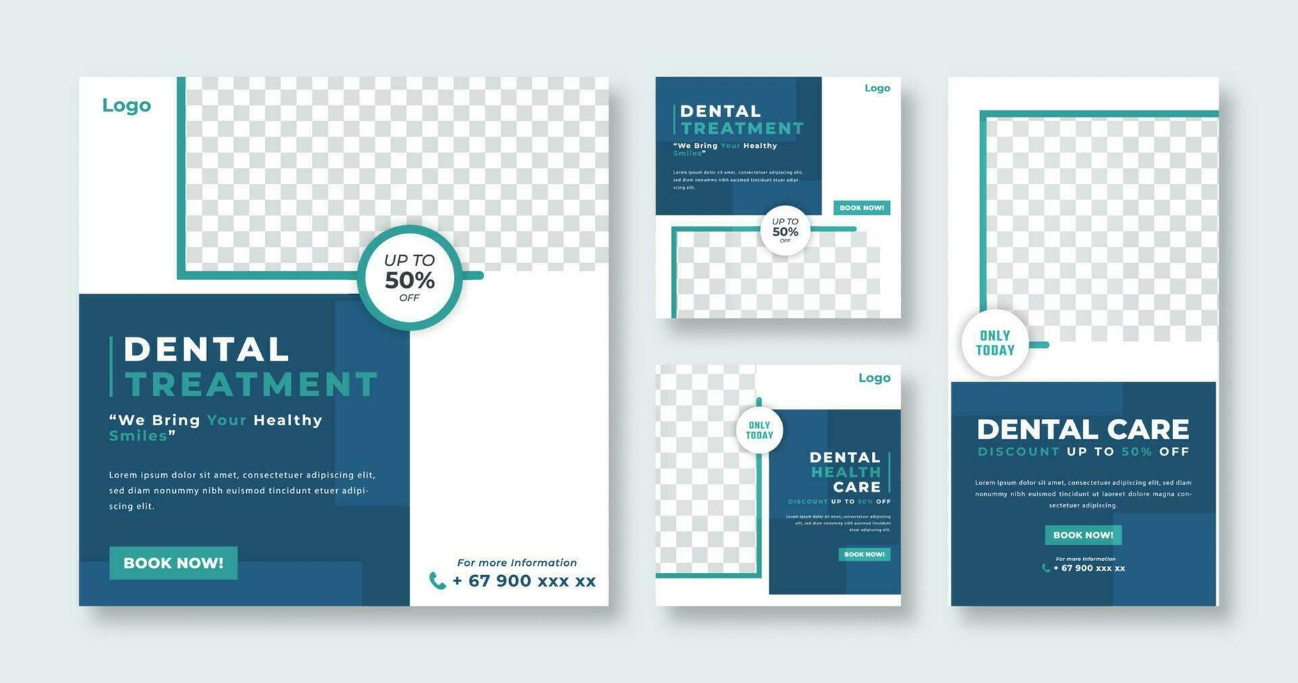 Dentist and Health Care Medical Social Media Post for Online Marketing Promotion Banner, Story and Web Internet Ads Flyer vector