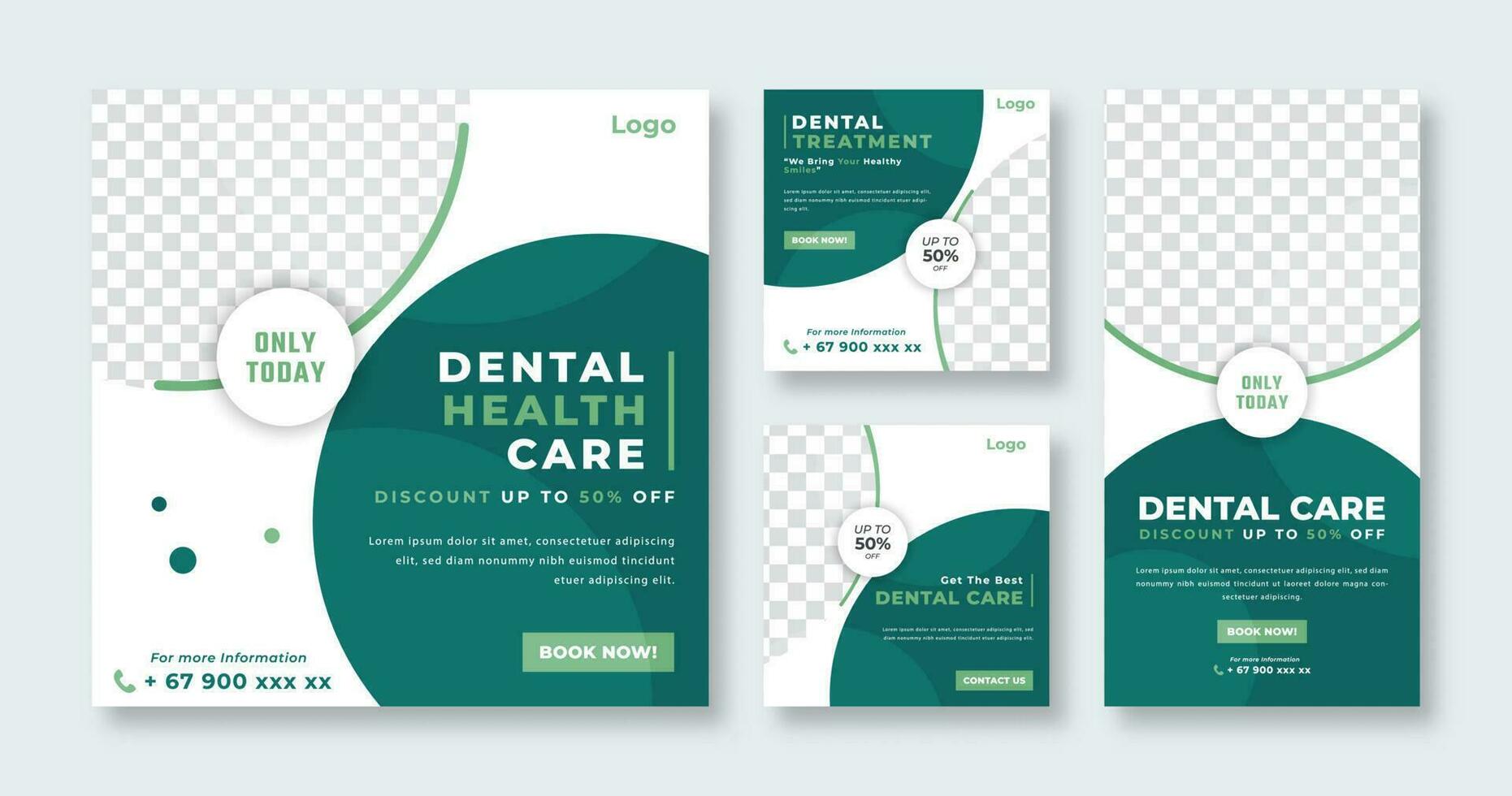 dentista y salud cuidado médico social medios de comunicación enviar para en línea márketing promoción bandera, historia y web Internet anuncios volantes vector