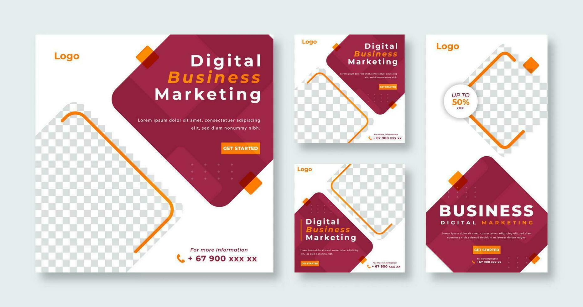 Digital Marketing Agency Social Media Post for Online Marketing Promotion Banner, Story and Web Internet Ads Flyer vector