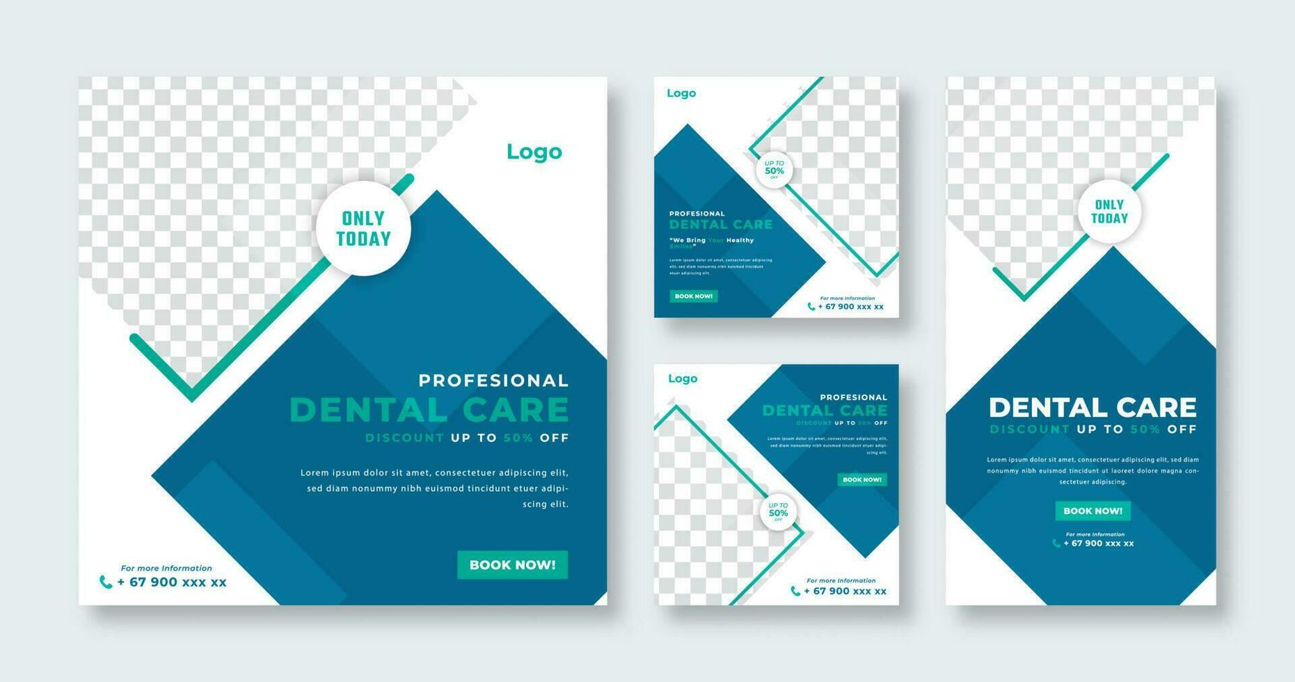 Dentist and Health Care Medical Social Media Post for Online Marketing Promotion Banner, Story and Web Internet Ads Flyer vector