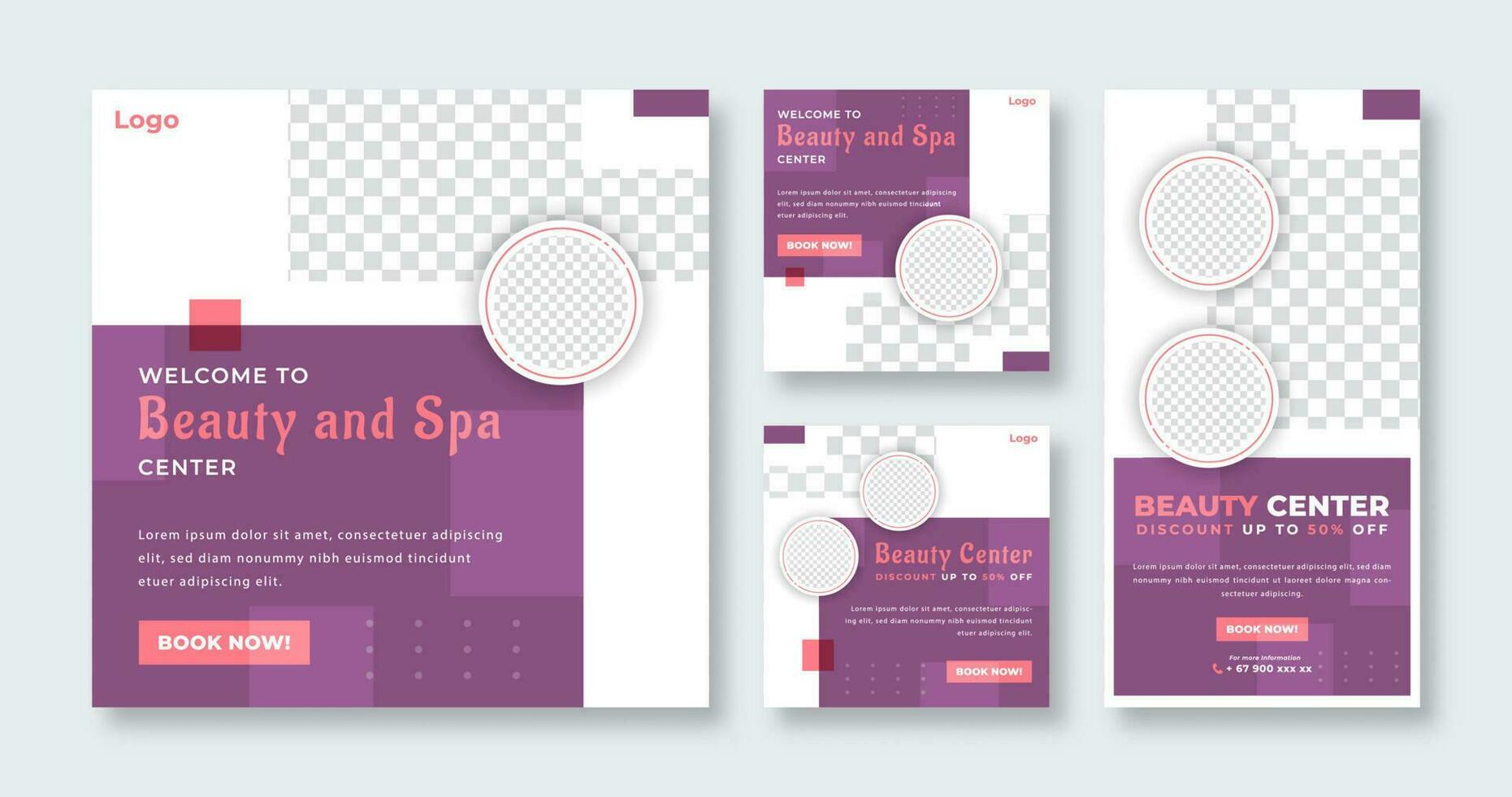 Spa and Massage Social Media Post for Online Marketing Promotion Banner, Story and Web Internet Ads Flyer vector