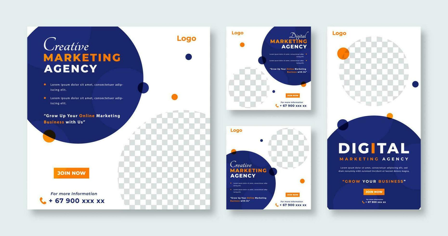 Digital Marketing Agency Social Media Post for Online Marketing Promotion Banner, Story and Web Internet Ads Flyer vector