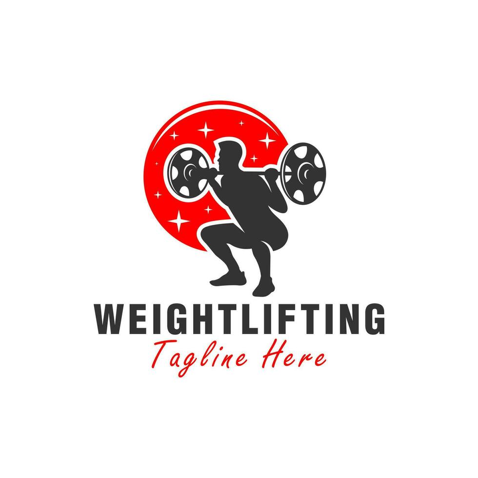 hombre levantamiento de pesas deporte vector ilustración logo
