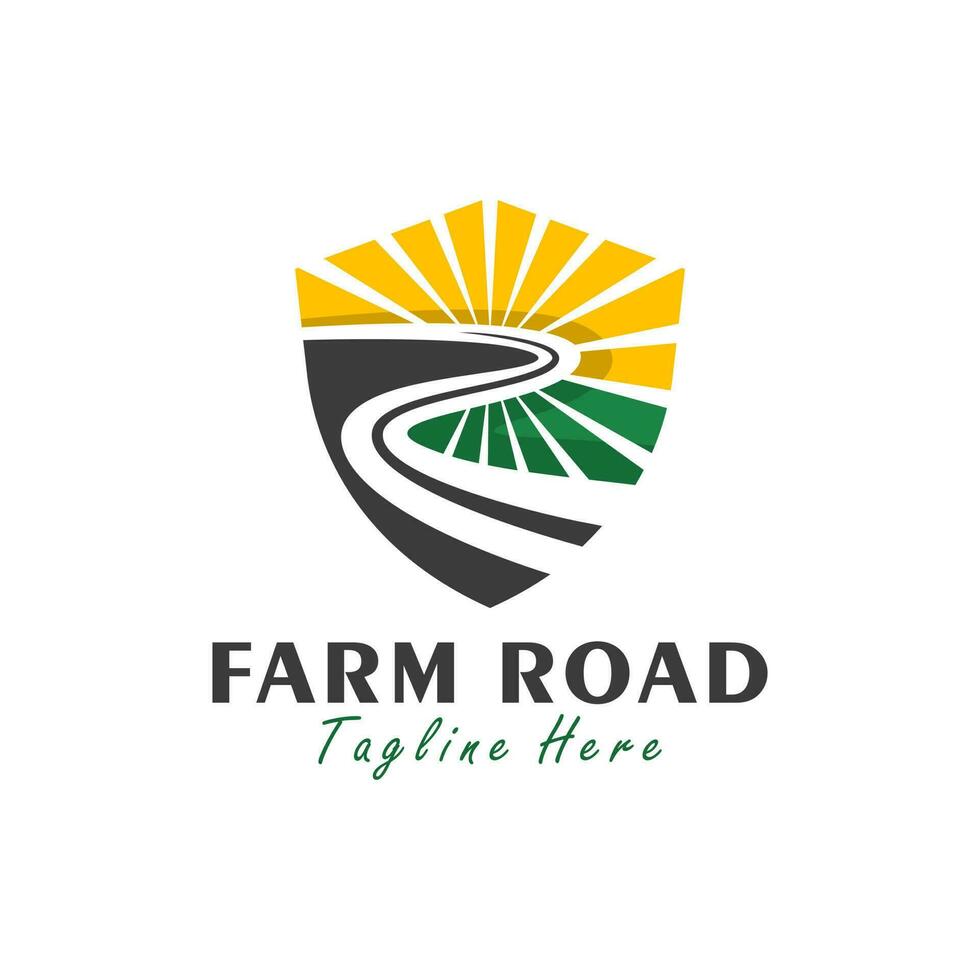 farm road shield illustration logo design vector