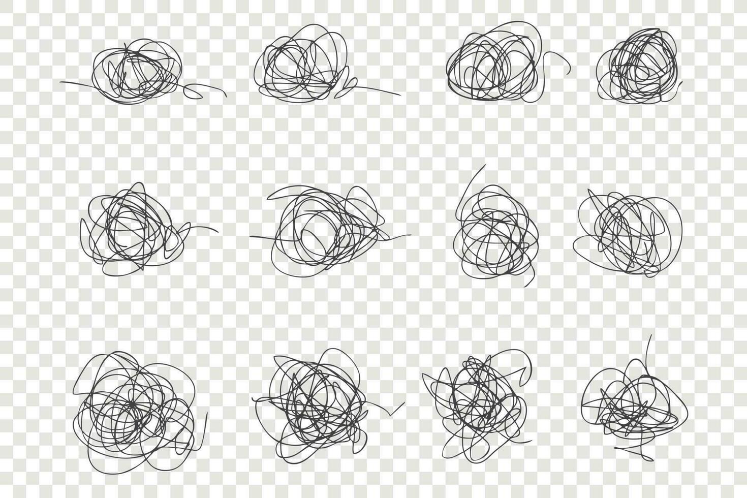 Messy hand drawn scrawls vector illustrations set