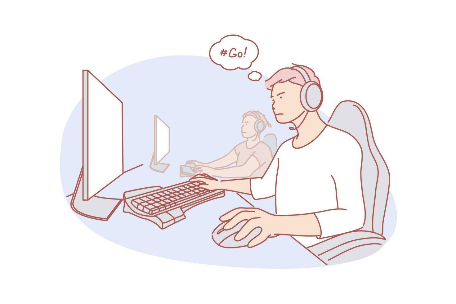 Team, cybersport, game concept vector