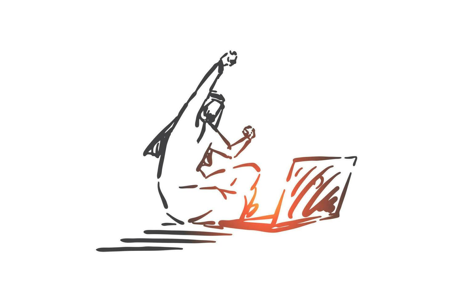 Online business, recreation concept sketch. Hand drawn isolated vector