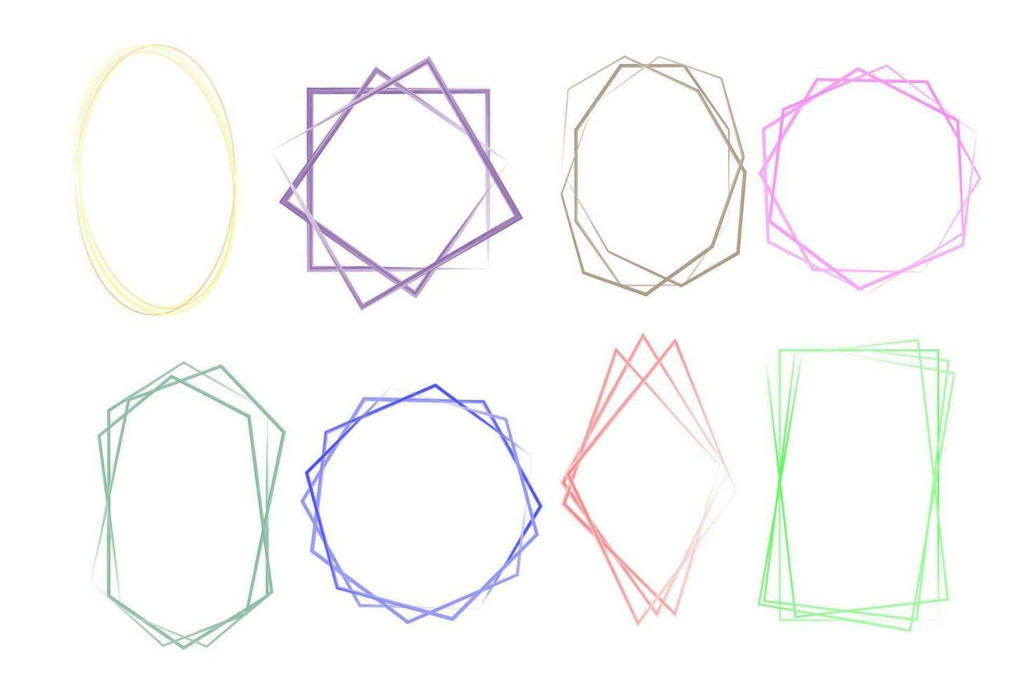 Set of geometric frames, watercolor vector