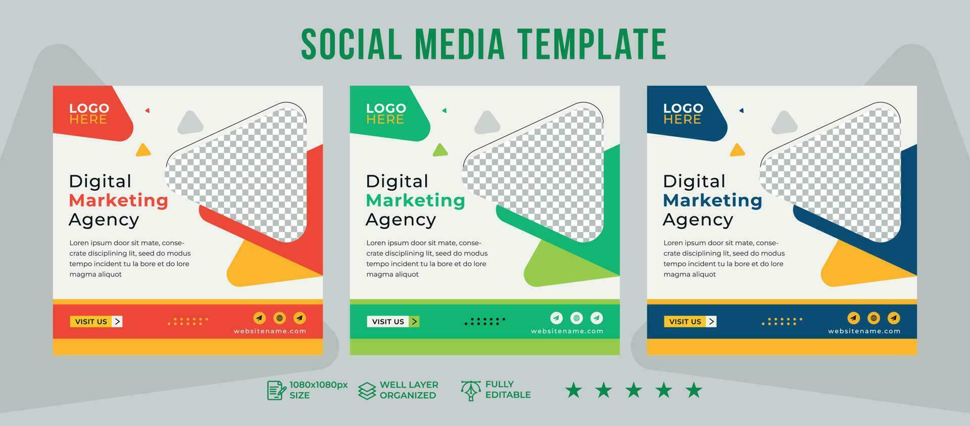 Digital Marketing Social Media Post design Set vector