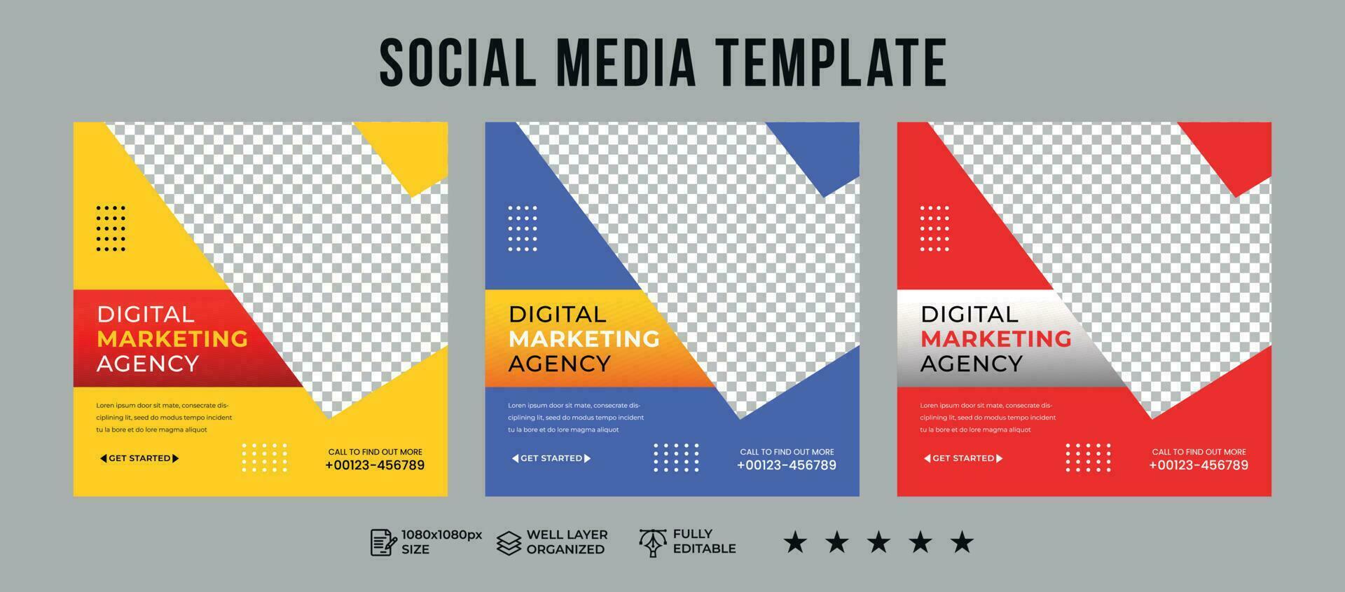 Digital Marketing Social Media Post design Set vector