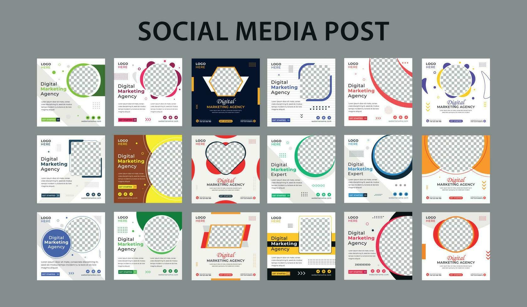 fashion sale social media post design template Bundle Premium Vector