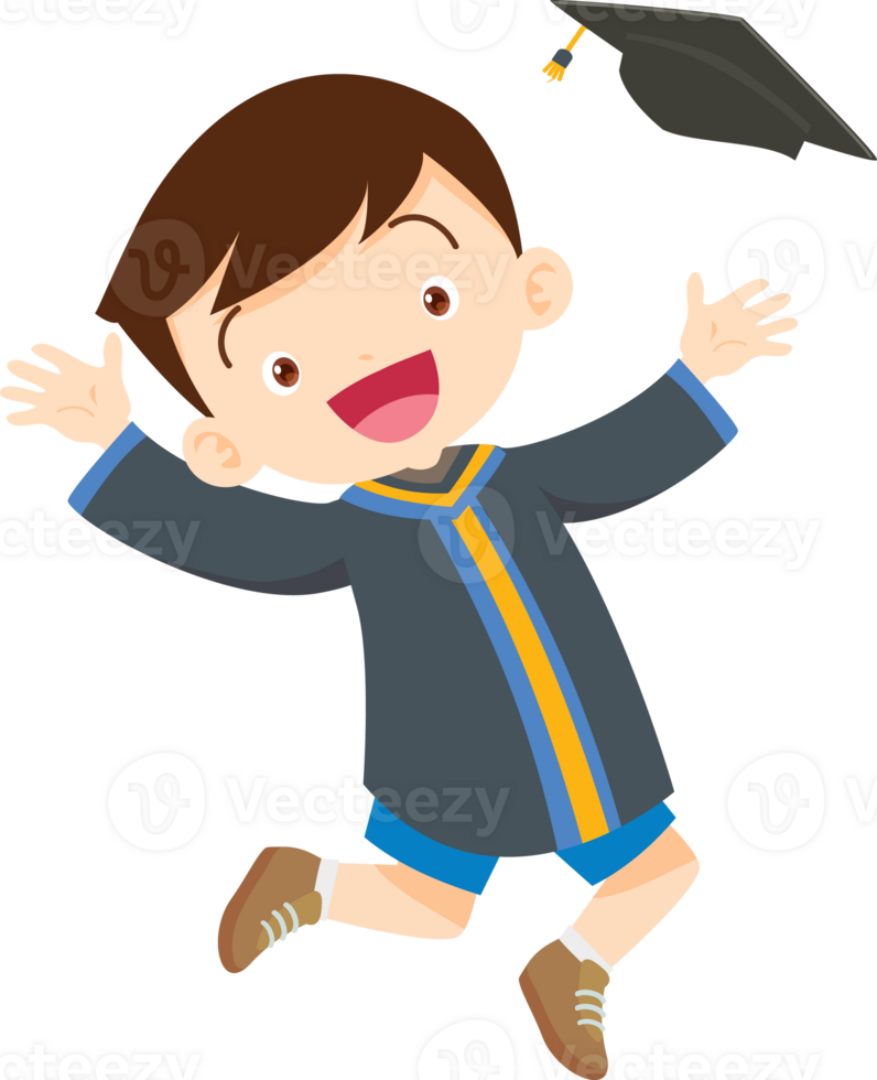 cute graduate students in graduate education with hat diploma ,certificate cartoon png