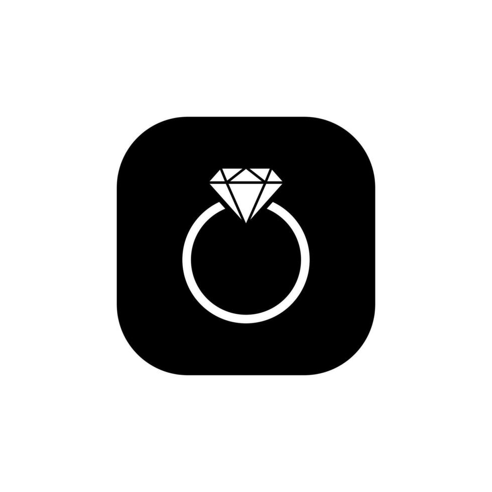 Diamond ring icon vector isolated on a square background