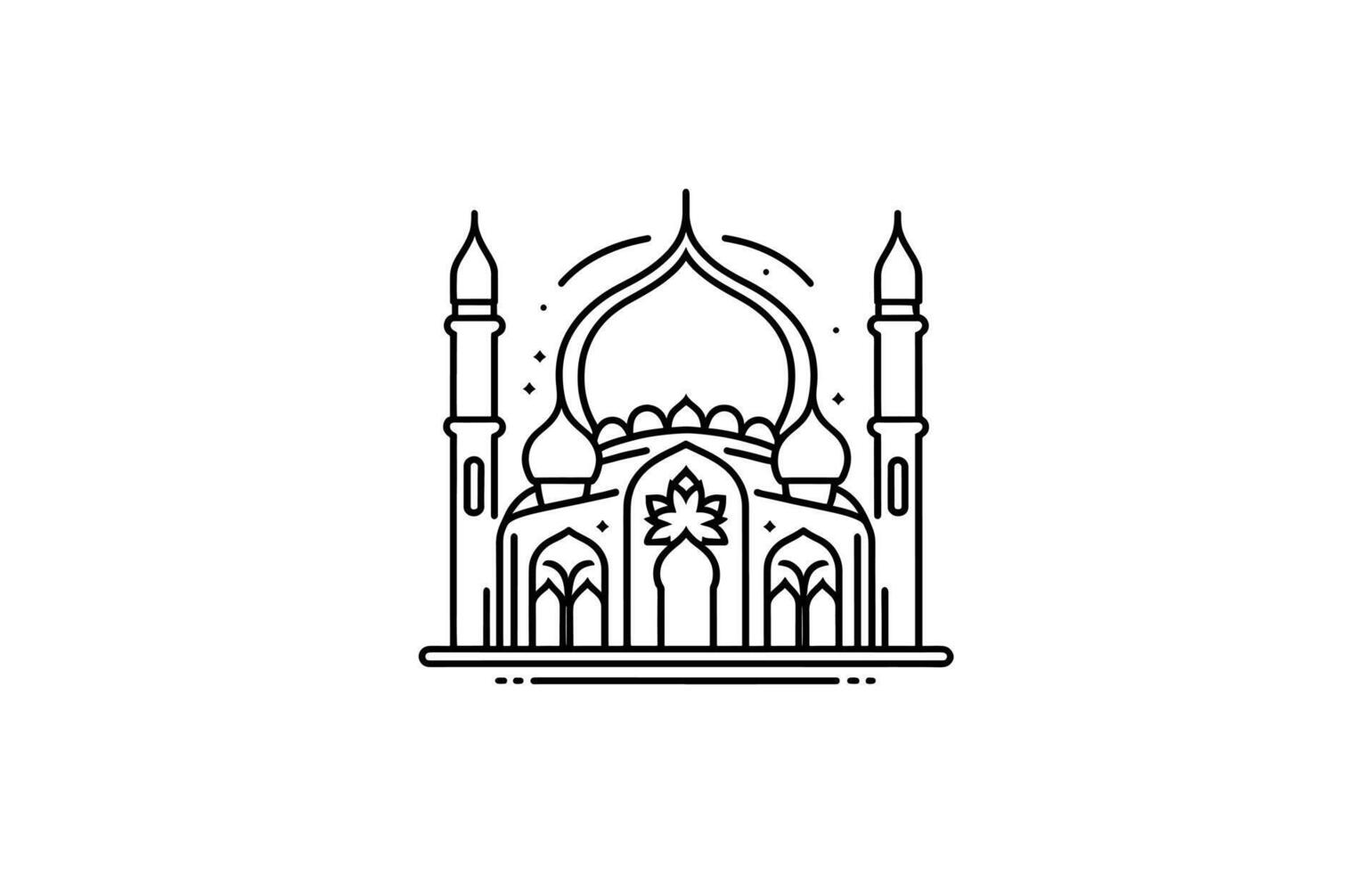 Islamic icon line art illustration, Mosque Outline vector drawing