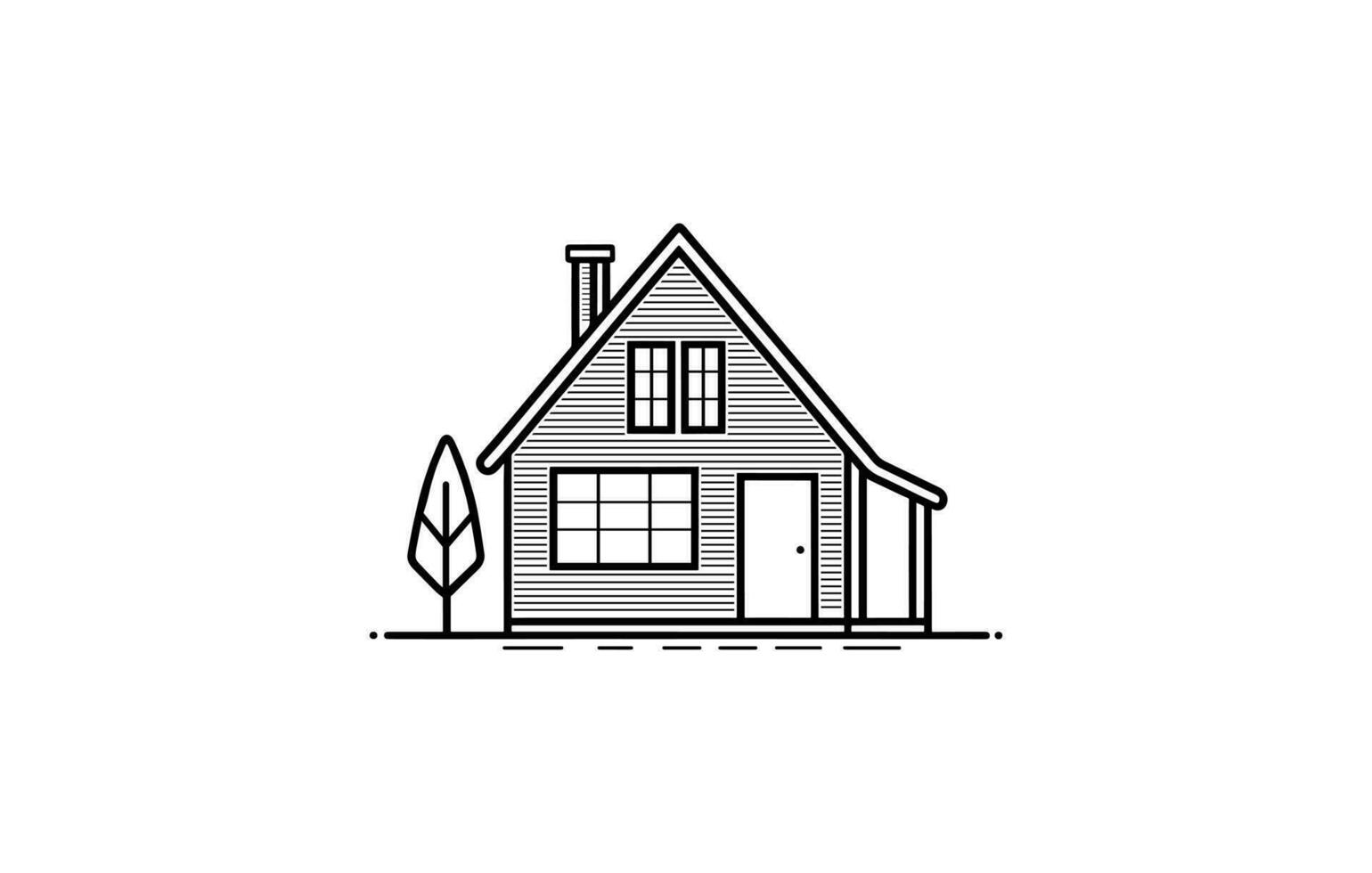 Home icon line art vector drawing, House icon outline illustration, House vector silhouette