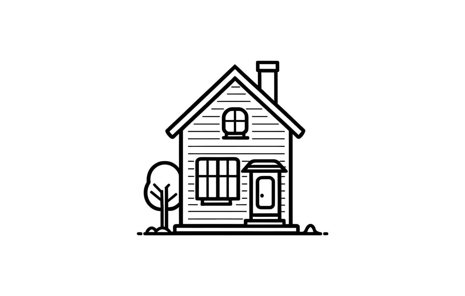 Home icon line art vector drawing, House icon outline illustration, House vector silhouette