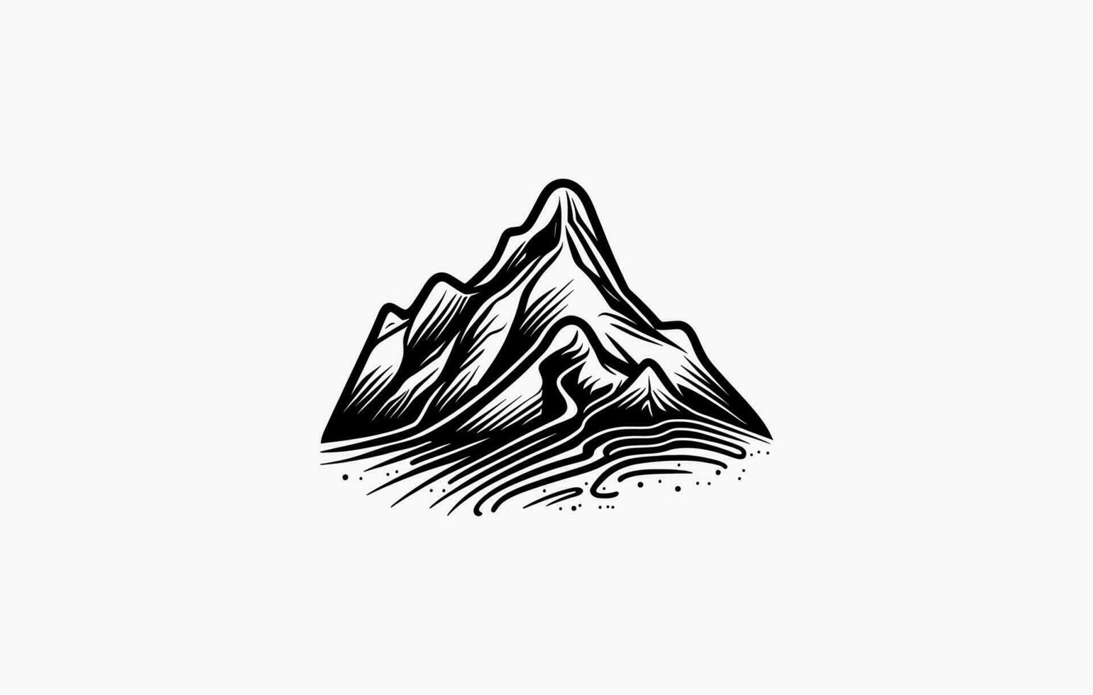 Mountain line art vector drawing, mountain logo graphic illustration