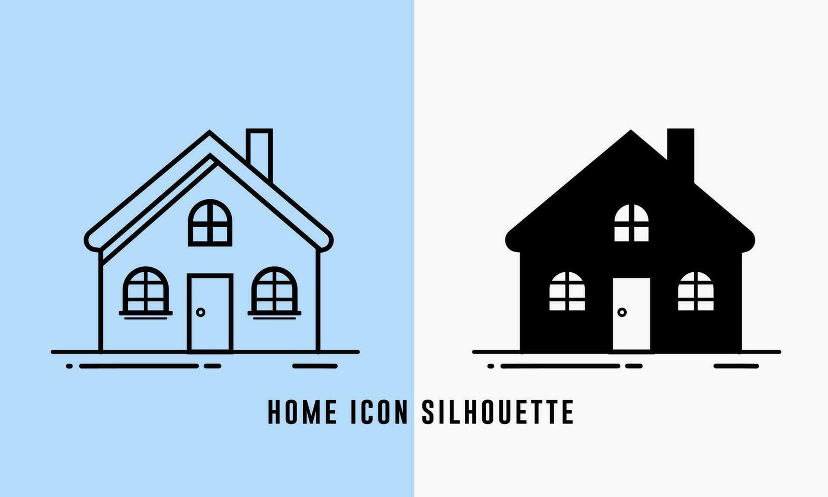 House icon outline vector silhouette, home icon line art drawing