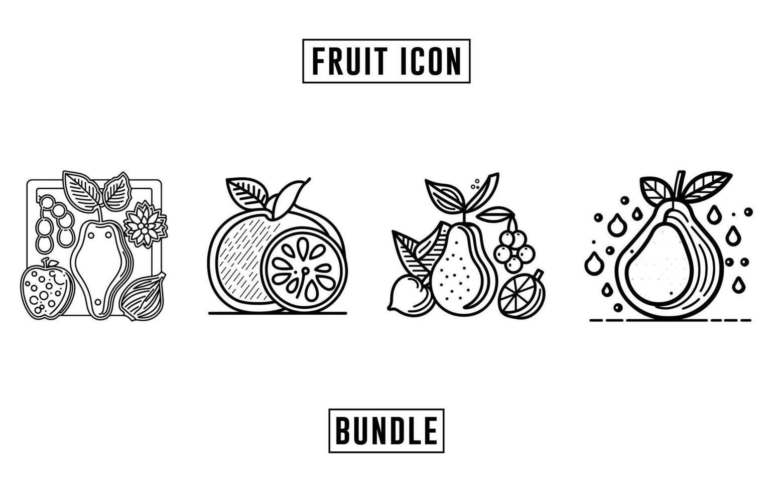 Fruit icon outline vector collection, Food line art set, Food icon illustration