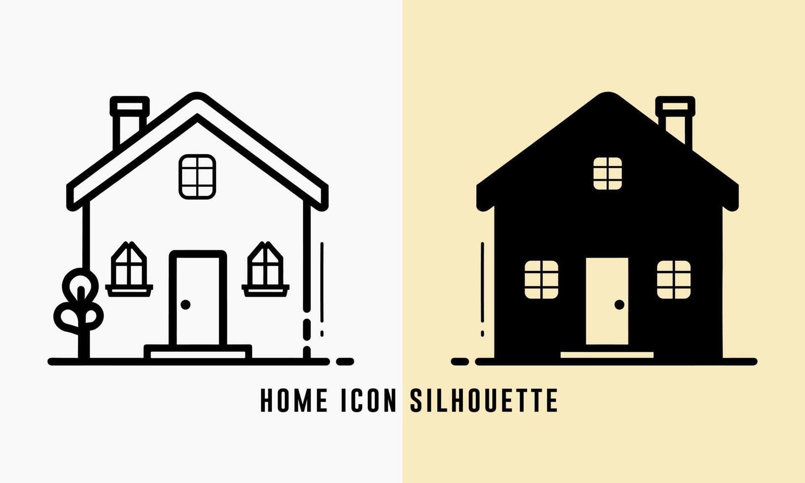 House icon outline vector silhouette, home icon line art drawing