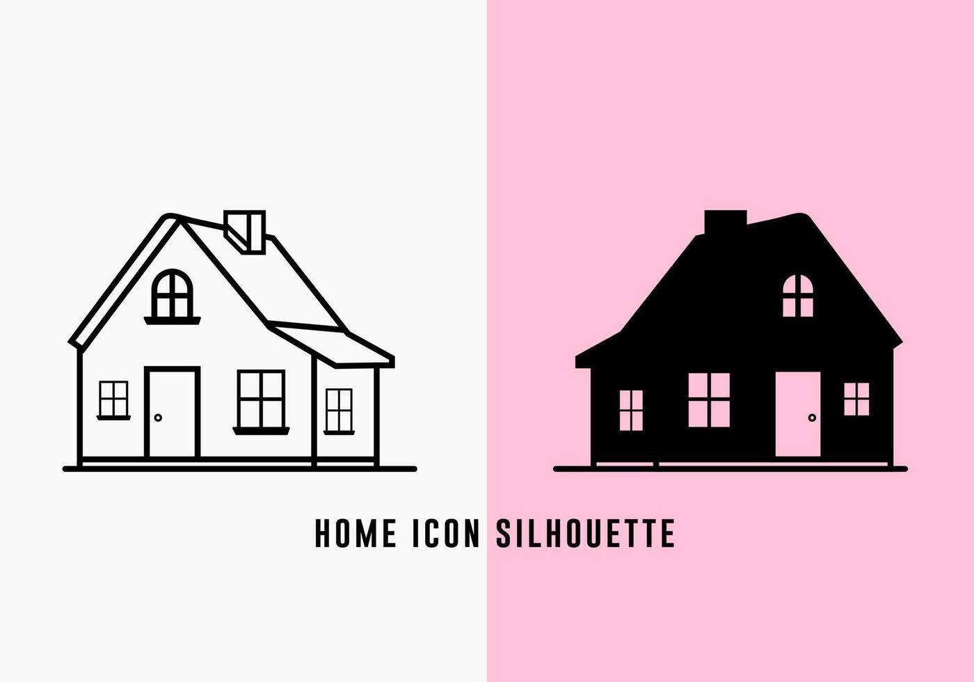 House icon outline vector silhouette, home icon line art drawing