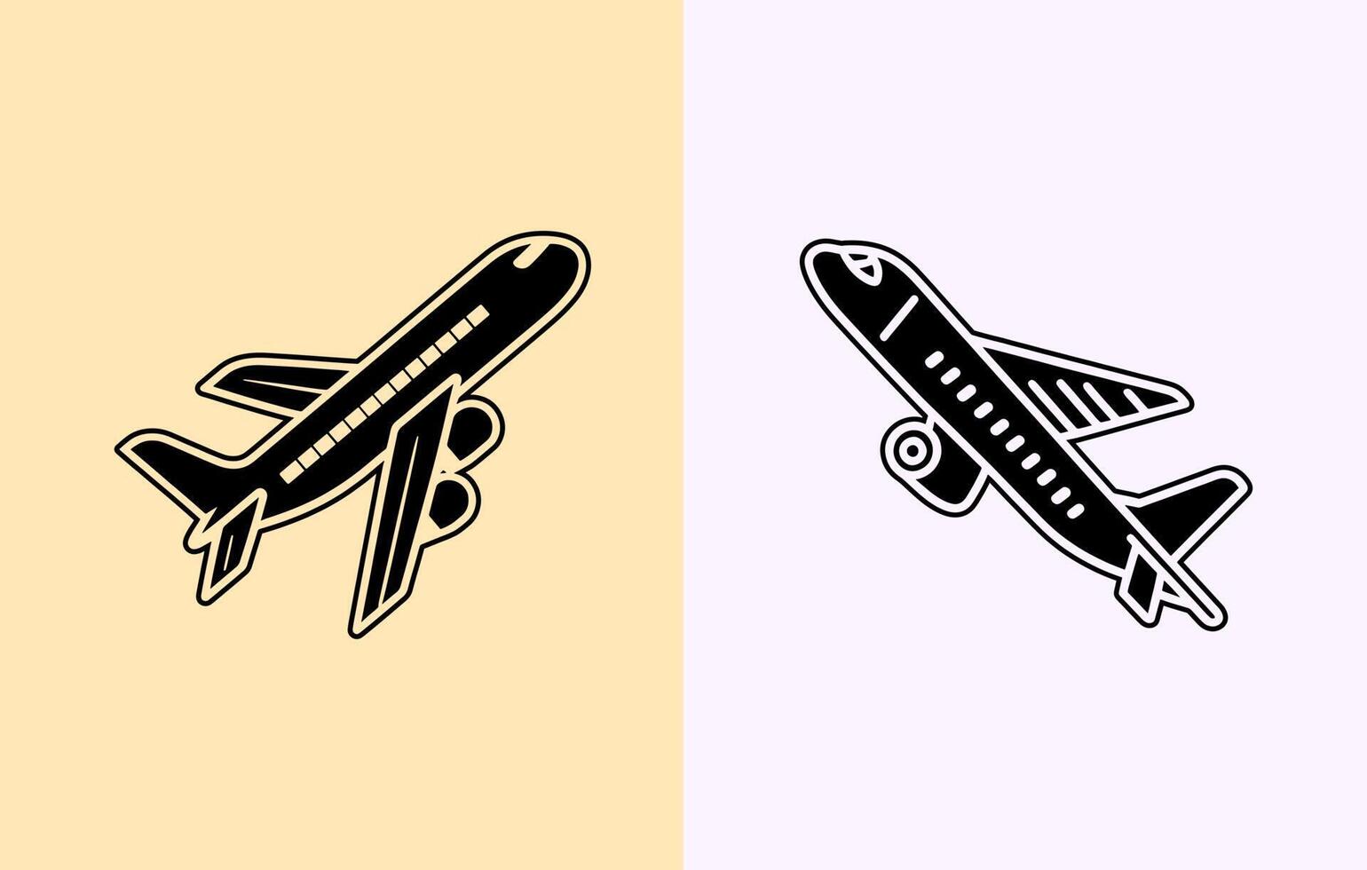 Plane vector silhouette, Airplane silhouette art, Plane outline graphic on white background