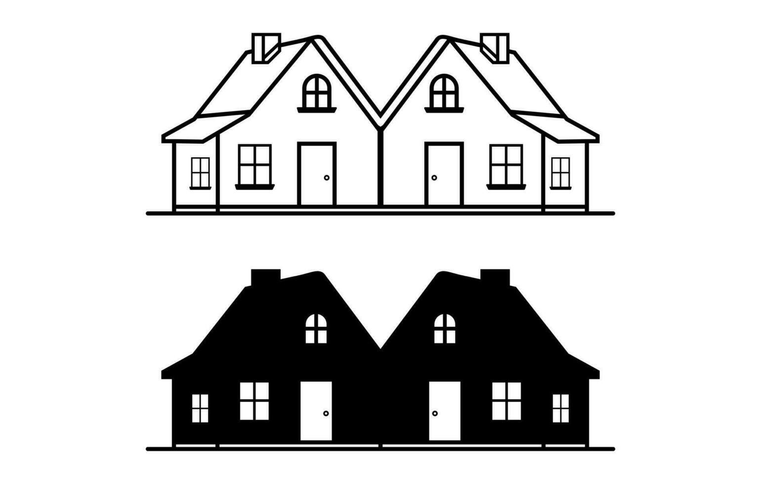 House icon outline vector silhouette, home icon line art drawing