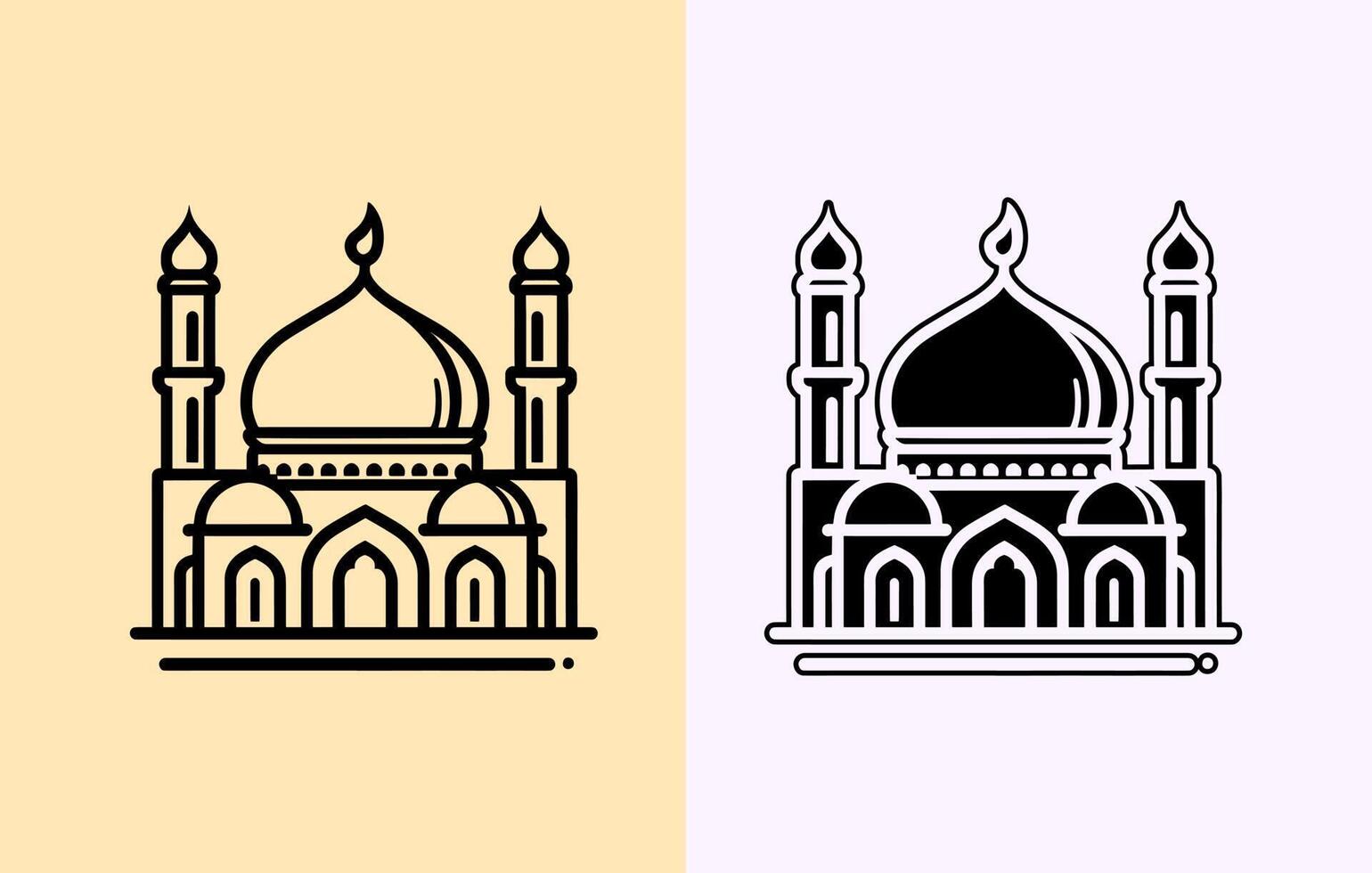 islámico icono línea Arte ilustración, mezquita contorno vector dibujo silueta