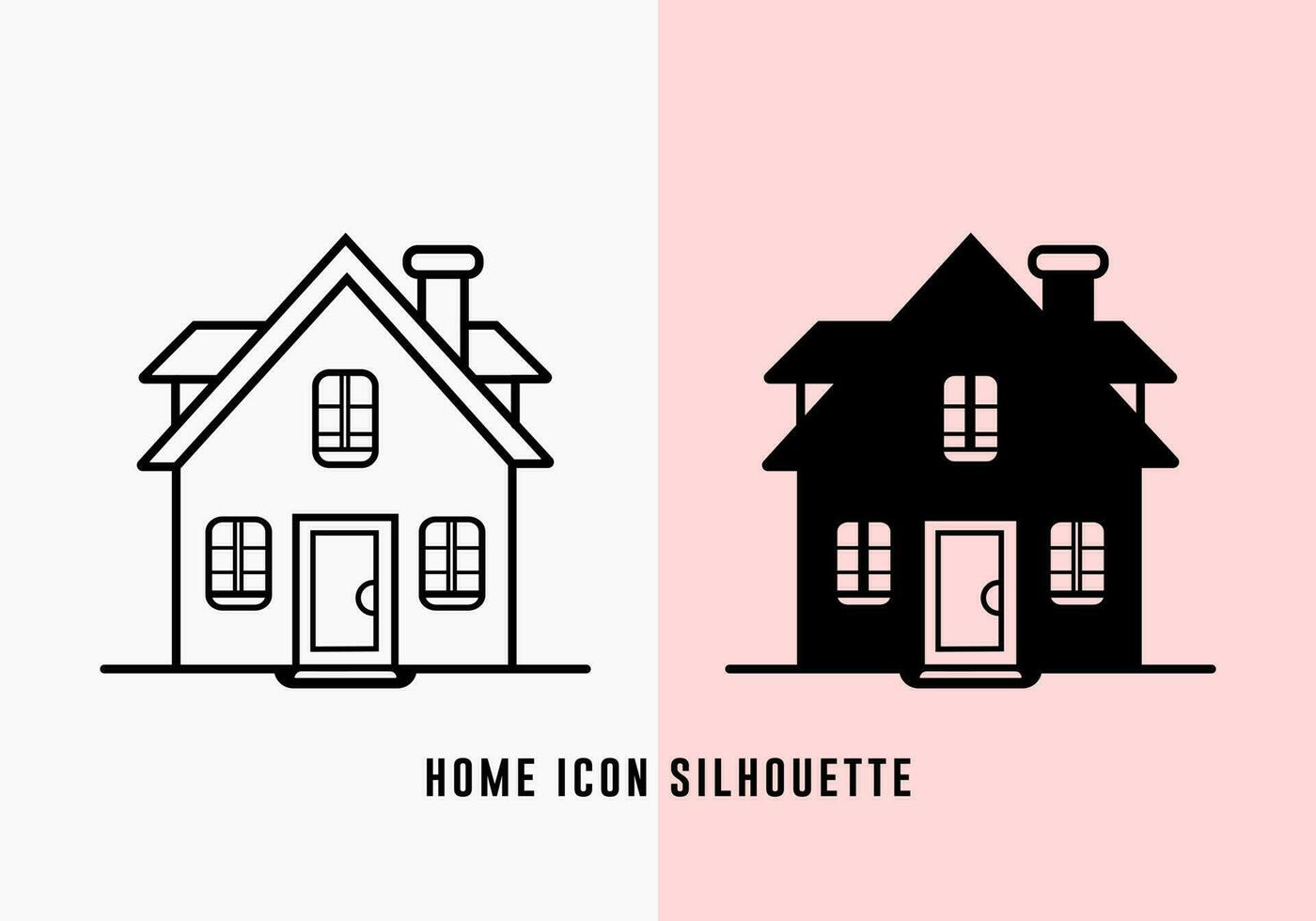 House icon outline vector silhouette, home icon line art drawing