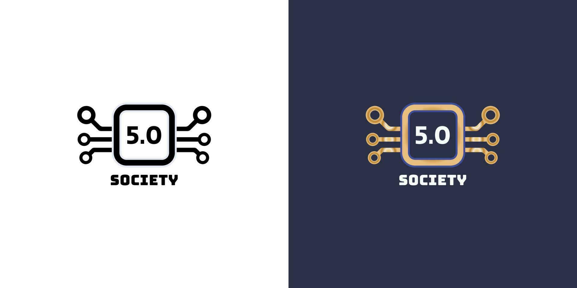 sociedad 5.0 logo diseño en diferente color colocar. sostenible tecnológico desarrollos en industria 5.0 vector