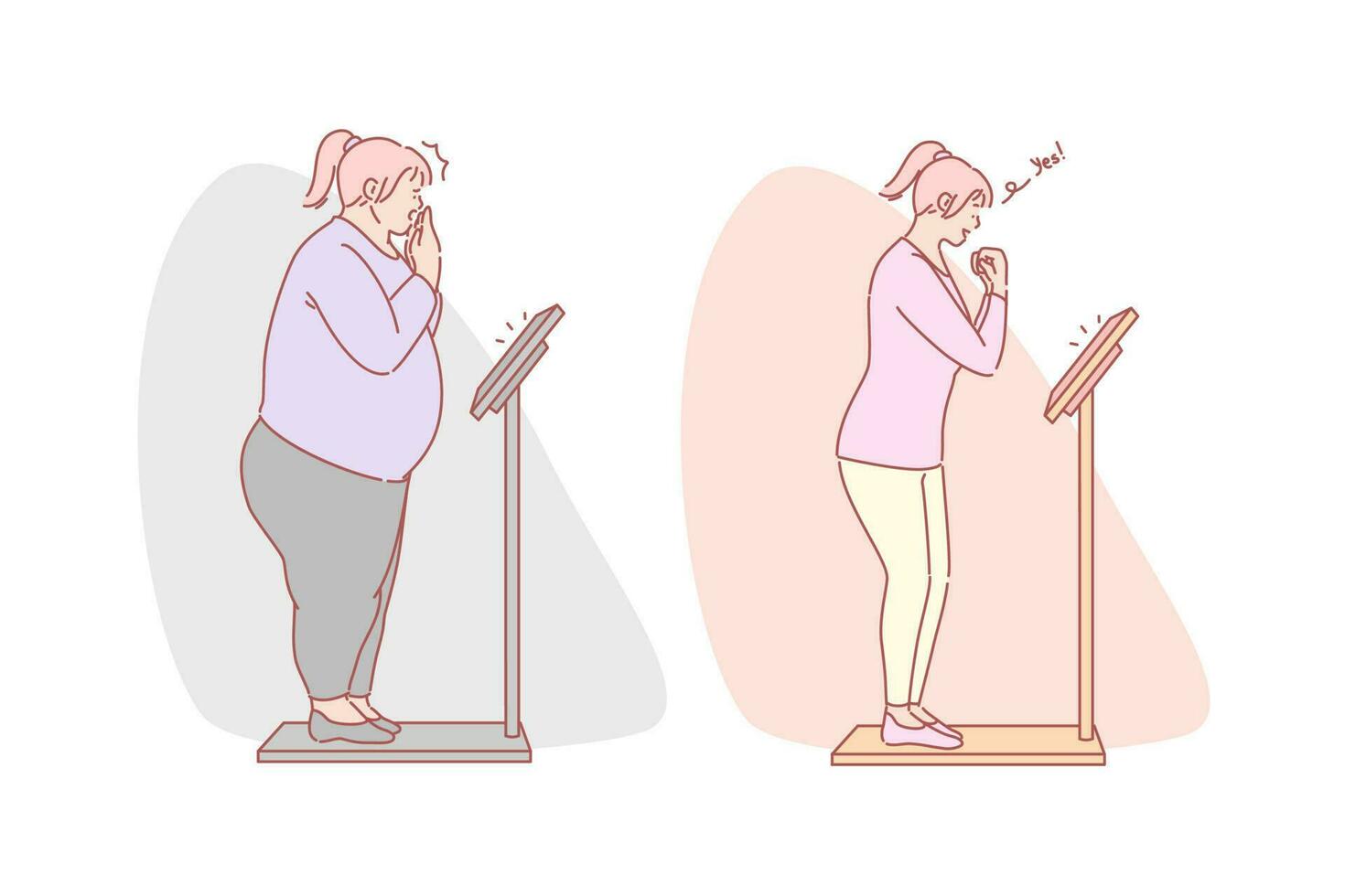 Weight loss, diet, fitness set concept vector