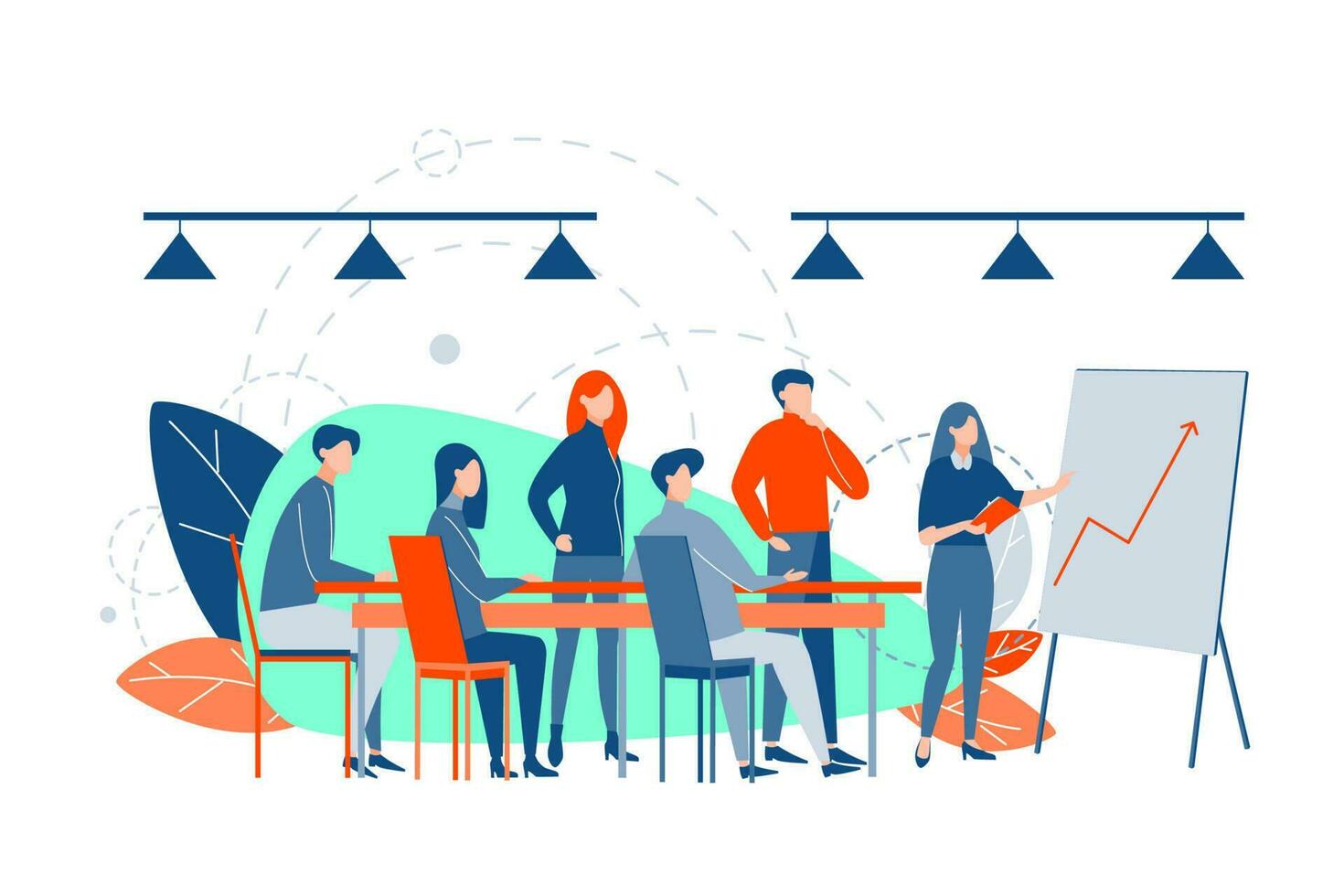 Business presentation, training, analysis, plan concept. vector