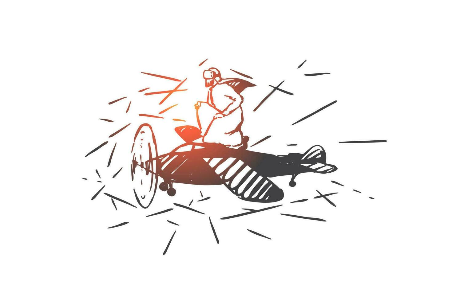 VR simulation, piloting concept sketch. Hand drawn isolated vector