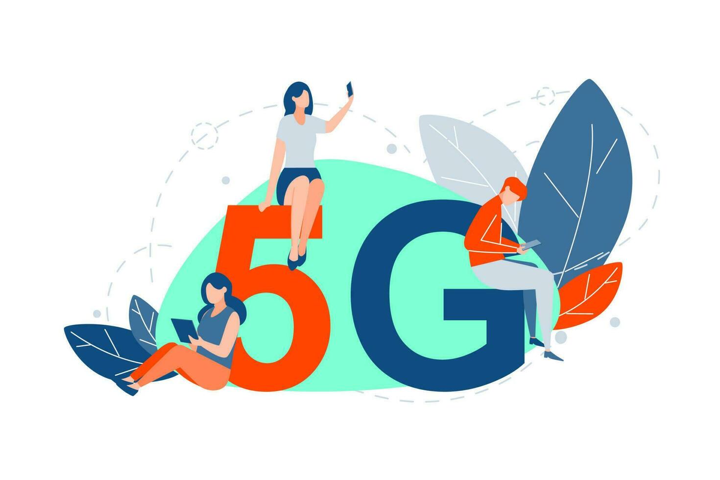 5g red, móvil tecnologías, comunicación concepto vector