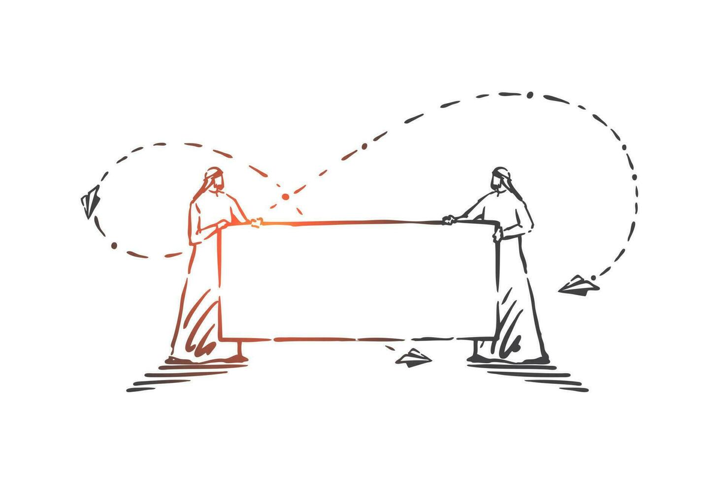 Demonstration, announcement, advertisement concept sketch. Hand drawn isolated vector