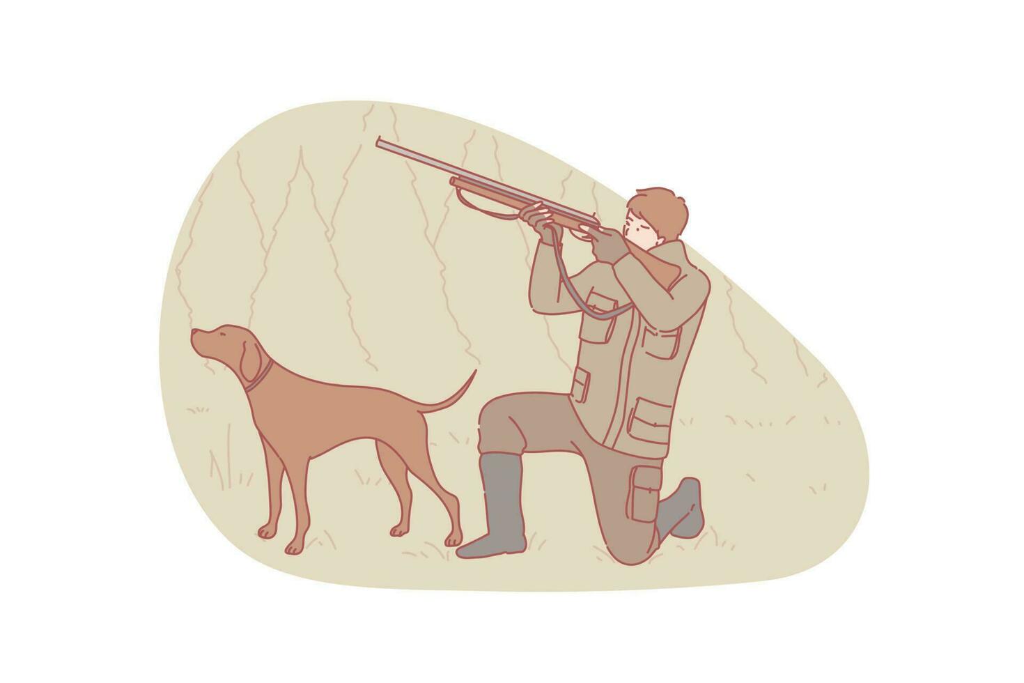 Hunter, hunting, dog concept vector