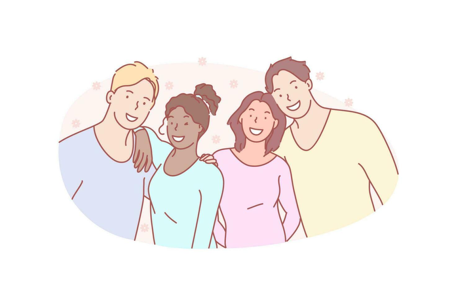 Photo, group, friend, smile, concept vector