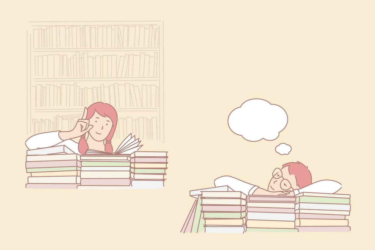 Attitude to study, passion for learning and daydreaming vector