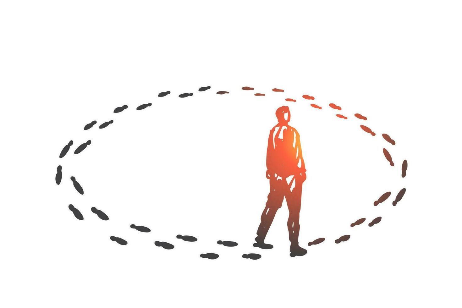 Vicious circle, monotony concept sketch. Hand drawn isolated vector