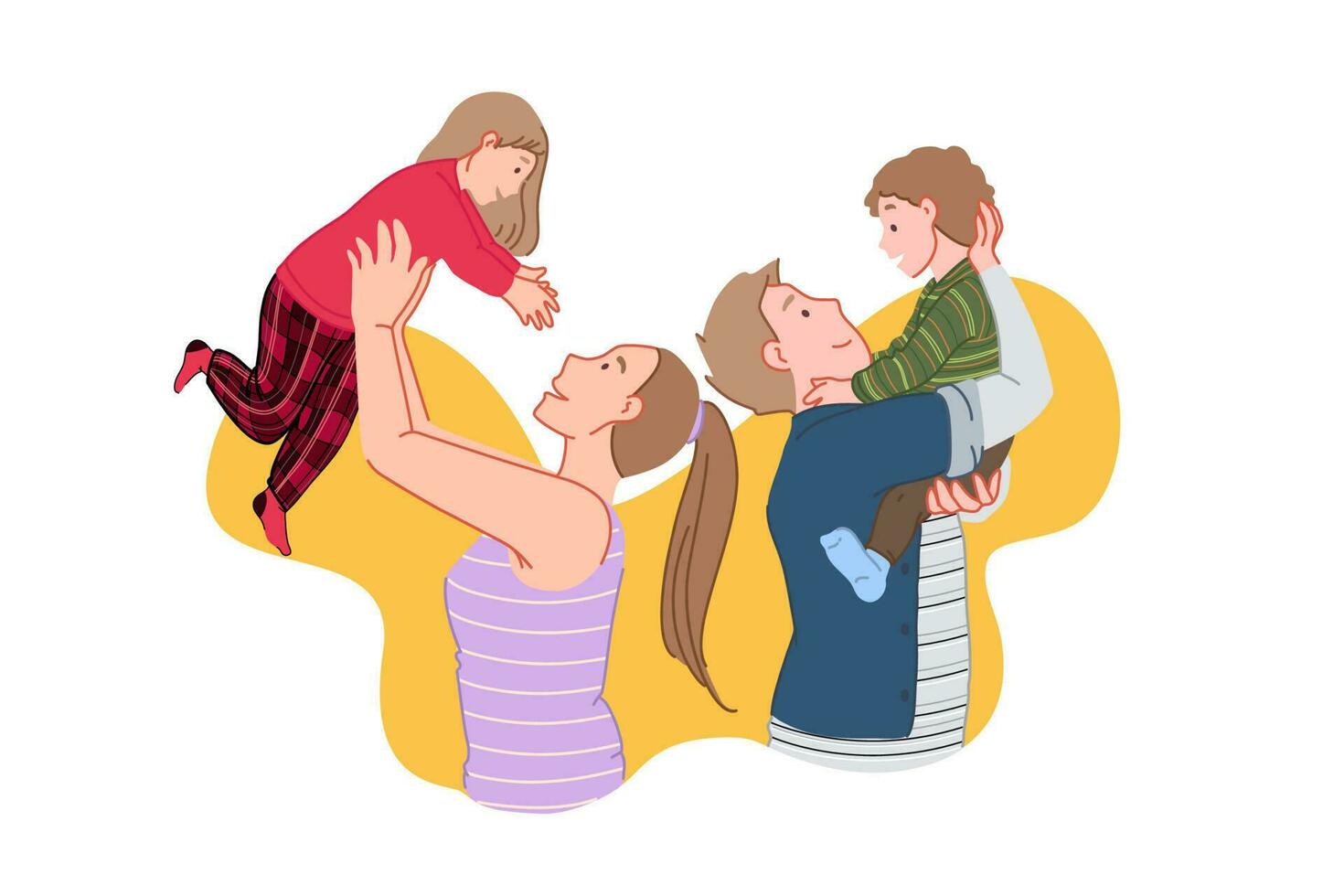 Happy family, joyful meeting, kids time concept vector