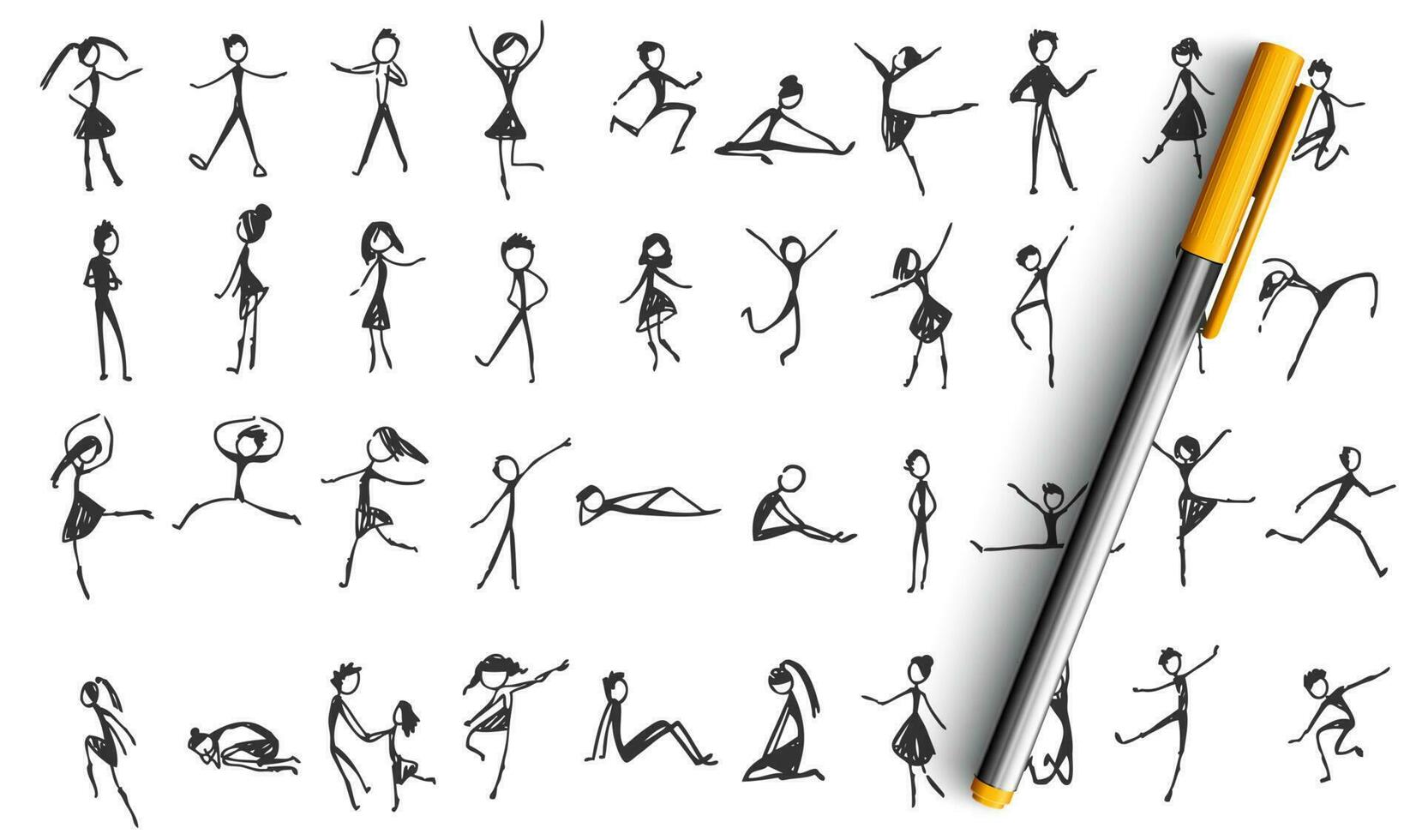 Manikins doodle set vector