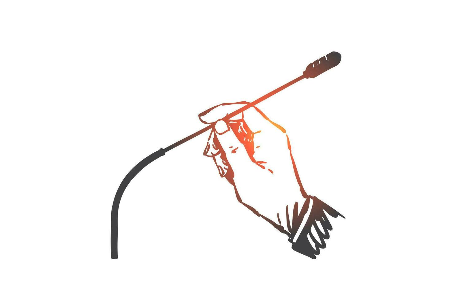 Press conference, broadcast, concept sketch. Hand drawn isolated vector