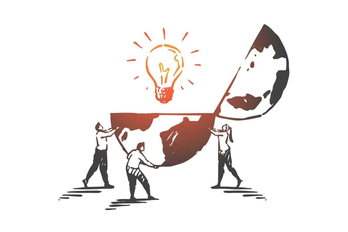 Innovation, creativity, teamwork concept sketch. Hand drawn isolated vector