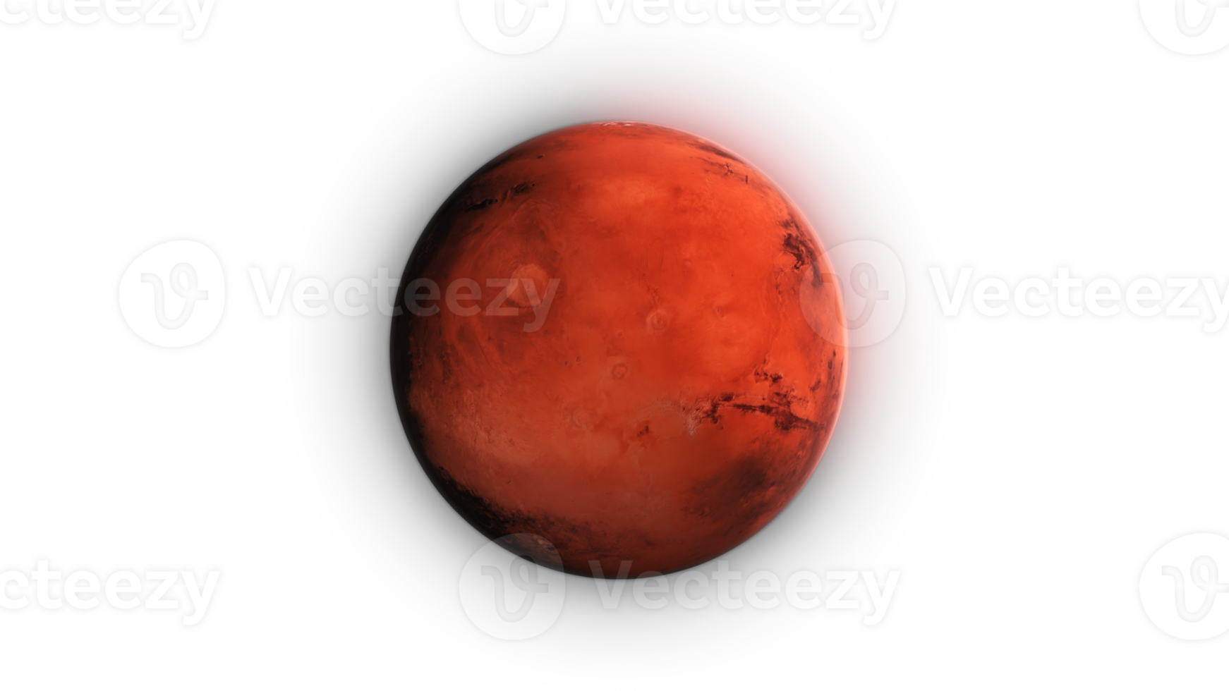 3D Render Big Red Mars Planet Background On Galaxy Space Star Field 3D Illustration Isolated Transparent Alpha PNG